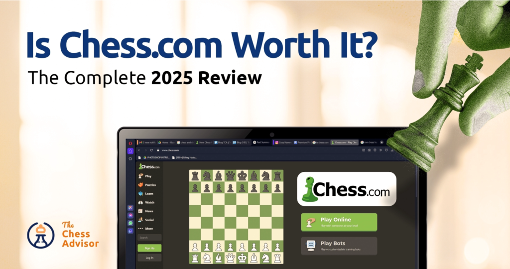 A graphic showing the Chess.com home interface