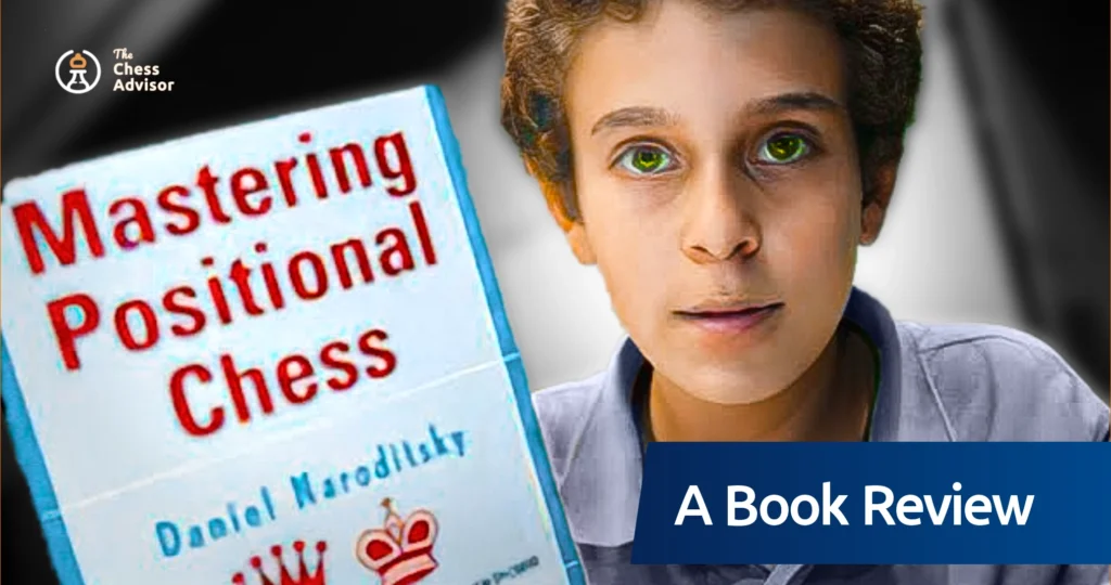 A young Daniel Naroditsky holding up his book Mastering Positional Chess